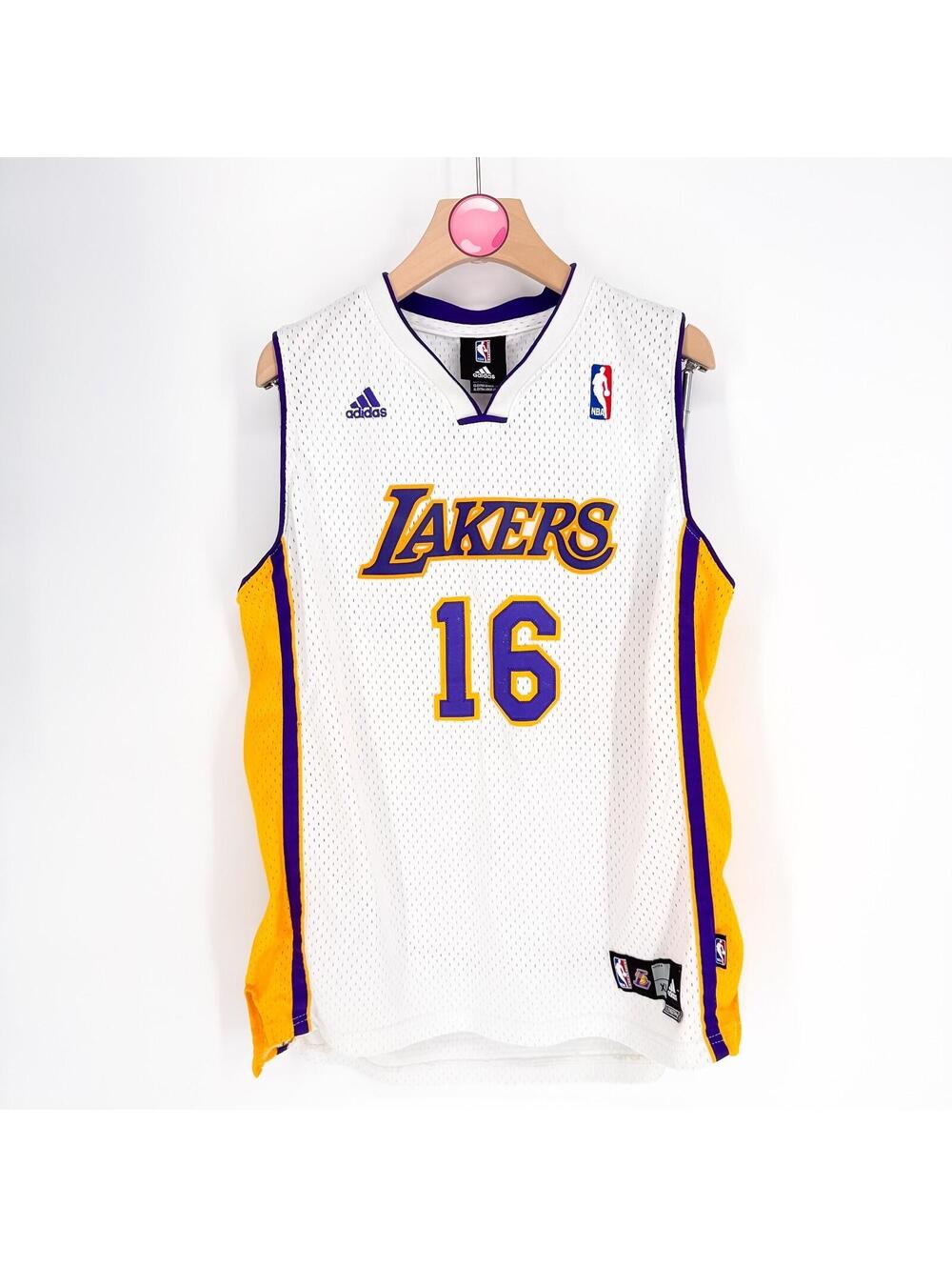 Los Angeles Lakers Pau Gasol Jersey White Gold Purple Adidas Unisex Youth‎ XL